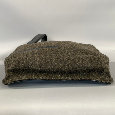 PRADA Grey & Black Wool Leather Shoulder Bag