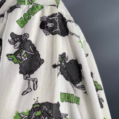 UNION Size L White Green Grey Print Cotton Shirt Jacket