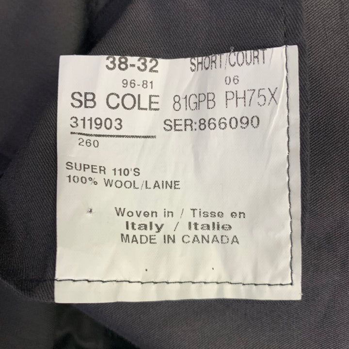 PHINEAS COLE Size 38 Black Wool Peak Lapel Tuxedo