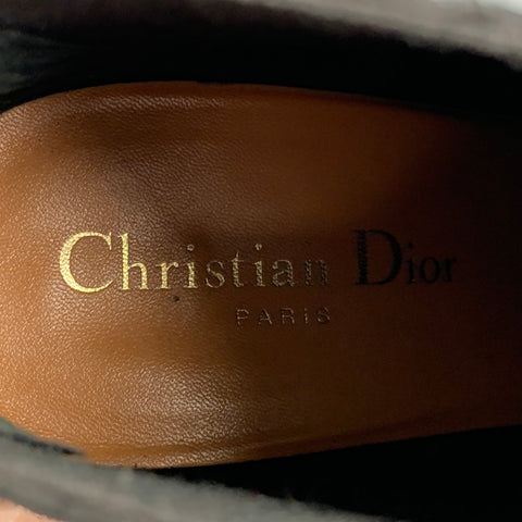 CHRISTIAN DIOR Taille 7,5 Bottes compensées en daim à imprimé animal en écaille de tortue noire