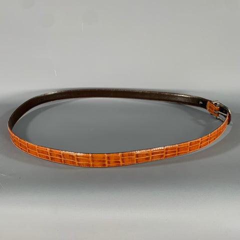 NO BRAND Brown Cognac Alligator Leather Belt