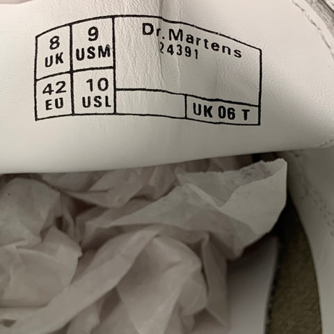 DR. MARTENS Size 9 White Leather Cap Toe Lace Up Shoes