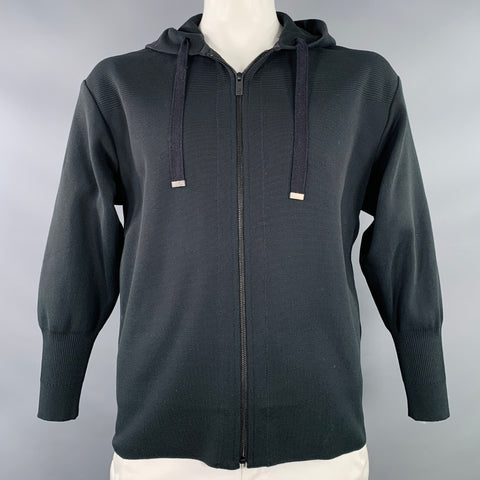 CFCL Size L Black Ribbed Polyester Hooded Jacket