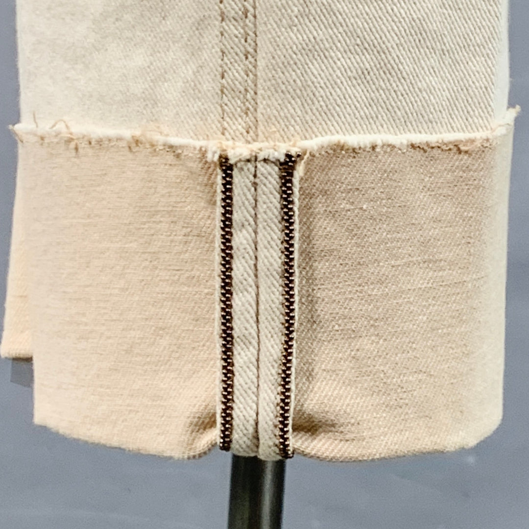 BRUNELLO CUCINELLI Size 10 Beige Cotton Blend Twill Monili Tapered Cuffed Casual Pants
