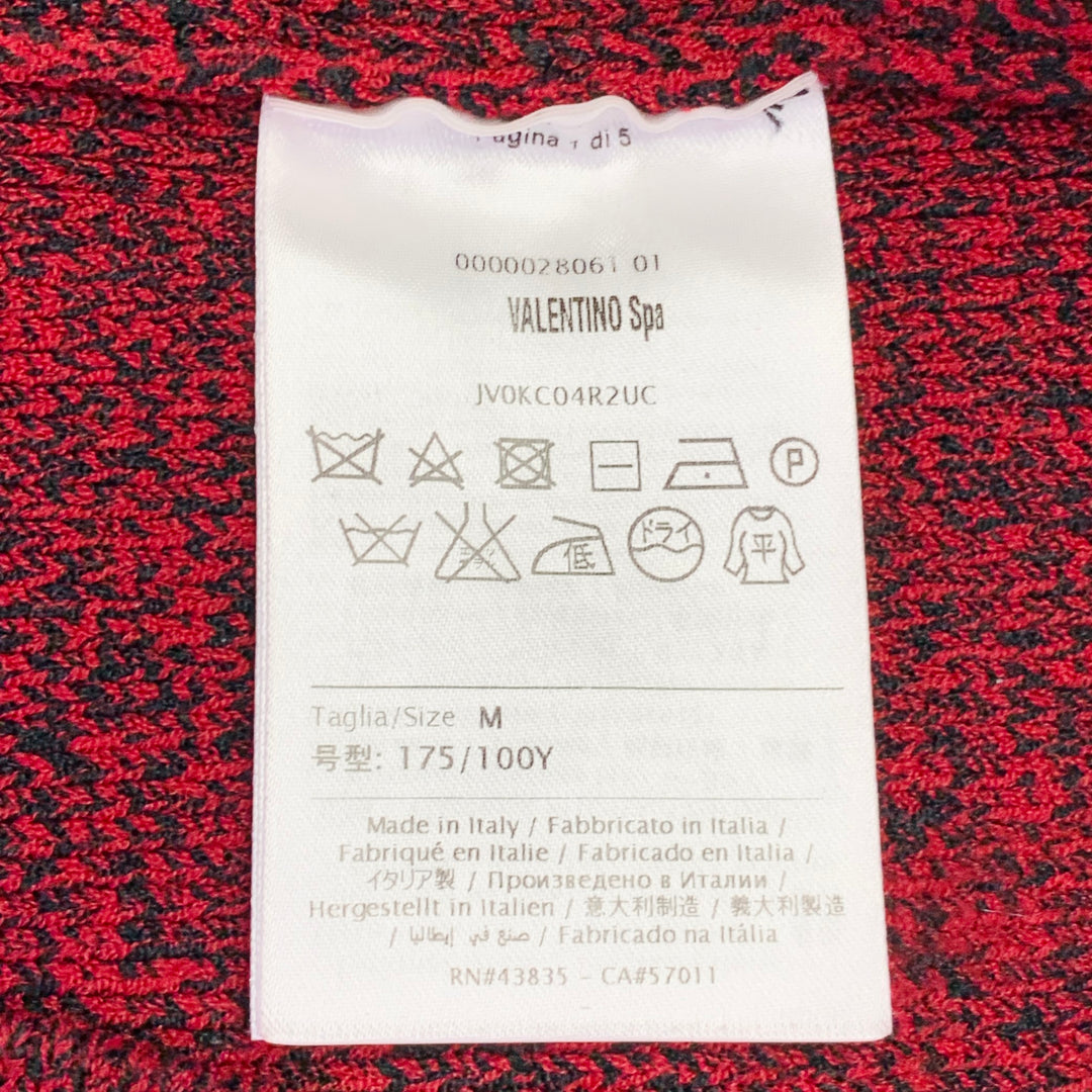 VALENTINO Size M Red Black Knit Viscose Blend Contrast Trim Crew Neck Sweater