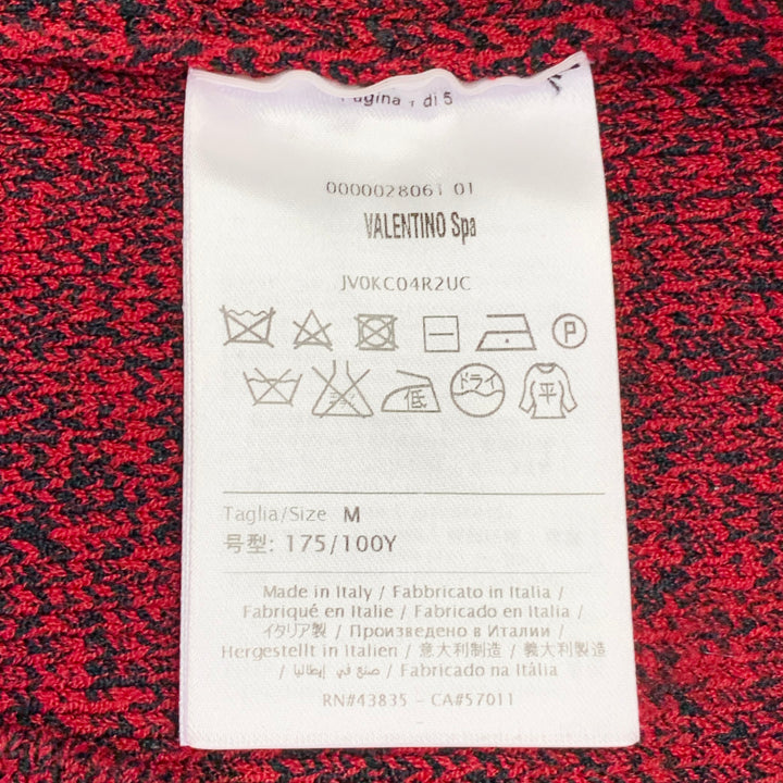 VALENTINO Size M Red Black Knit Viscose Blend Contrast Trim Crew Neck Sweater