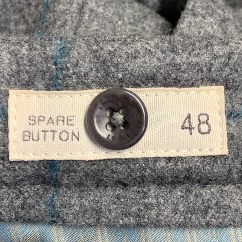 Pantalon de costume INCOTEX taille 32, motif fenêtre, laine plissée, coupe ajustée, gris sarcelle