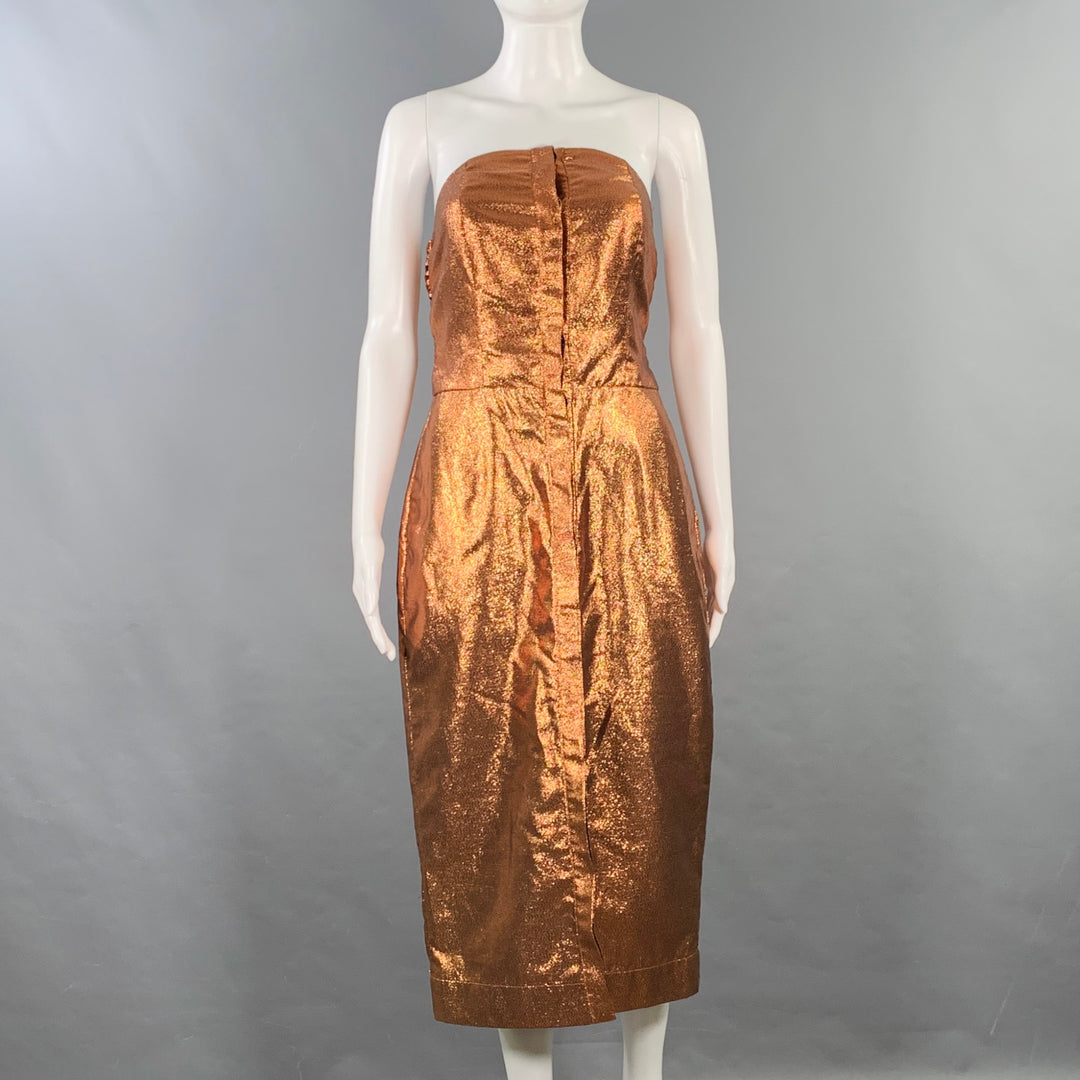 KAMPERETT Size S Gold Metallic Shiny Strapless Cocktail Dress KAMPERETT Size S Gold Metallic Shiny Strapless Cocktail Dress