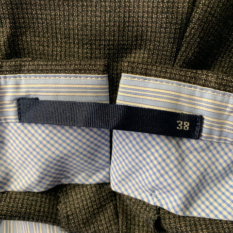 INCOTEX Size 38 Grey Black Grid Wool Cuffed Dress Pants