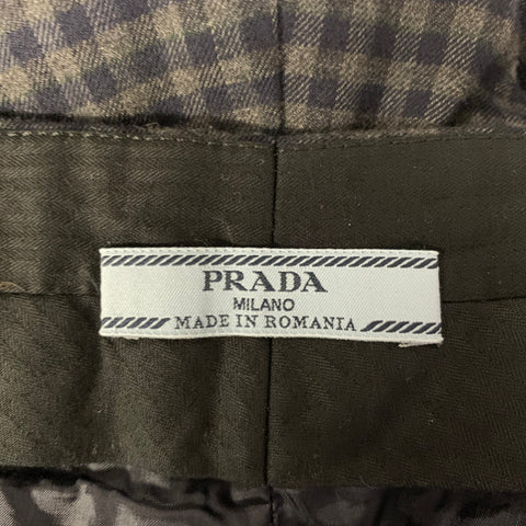 PRADA Size 2 Grey Navy Wool Blend Plaid Dress Pants