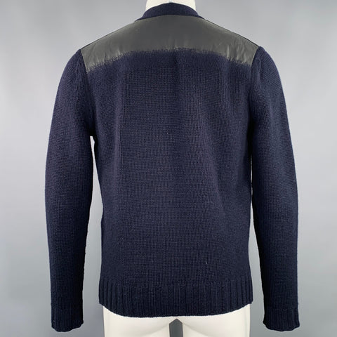 HERMES Size S Navy Knit Cashmere V-Neck Cardigan