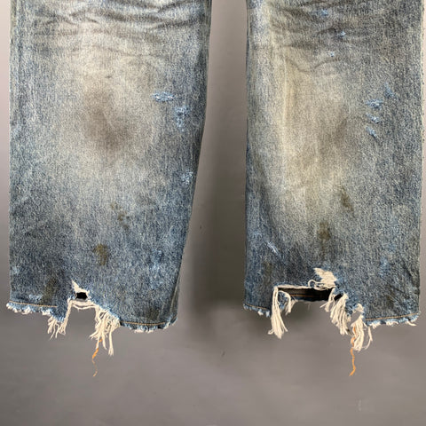 BALENCIAGA SS23 Size XS -Super Destroyed- Blue Grey Denim Drop Crotch Jeans