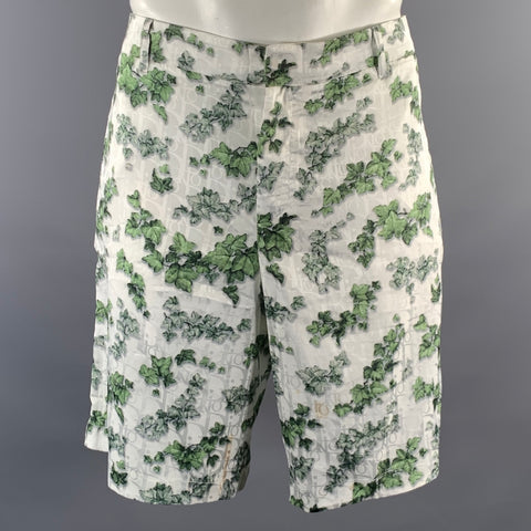 DIOR HOMME Size L White Green Leaves Short Sleeve Tracksuits & Sets