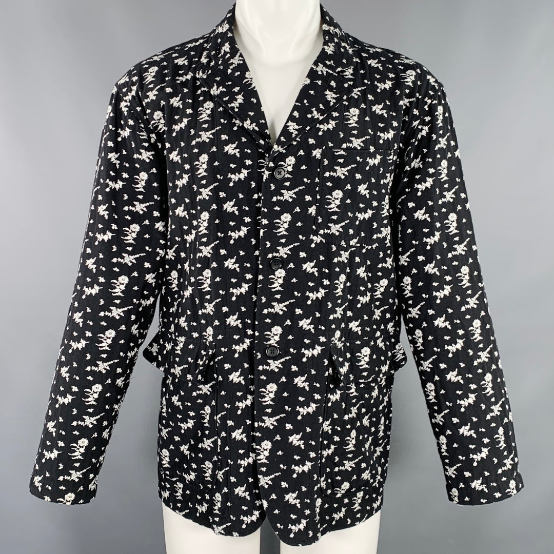 ENGINEERED GARMENTS Size M Black White Cotton Blend Floral Jacket