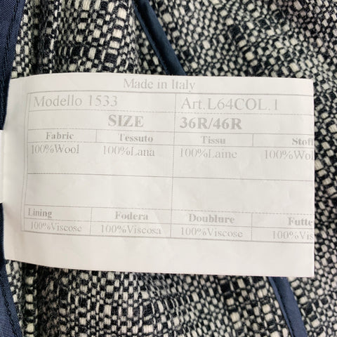 PAUL SMITH Size 36 Black White Woven Wool Notch Lapel Sport Coat