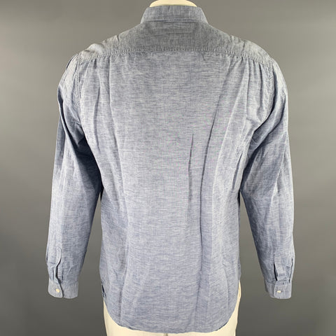 THEORY Size XL Light Blue Heather Linen Blend Cutaway Long Sleeve Shirt