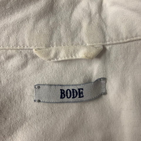 BODE Size S White Red Embroidery Cotton Camp Collar Long Sleeve Shirt