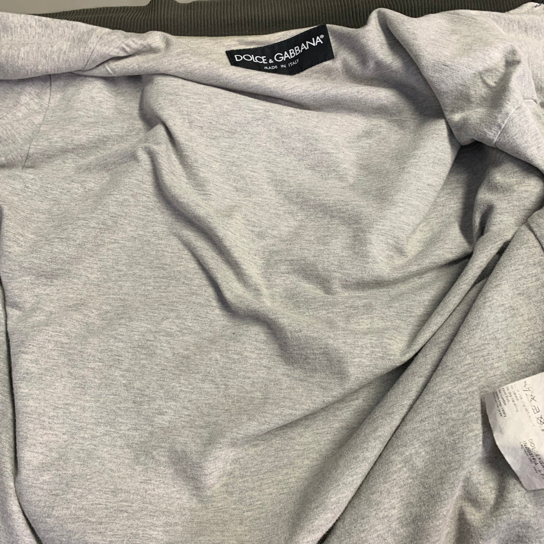 DOLCE & GABBANA Size L Black Brown Cream Nylon Zip Up Bomber Jacket