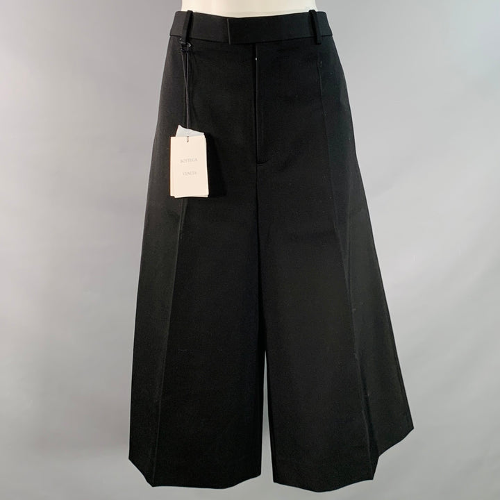 BOTTEGA VENETA Size M Black Wool Flat Front Wide Leg Shorts