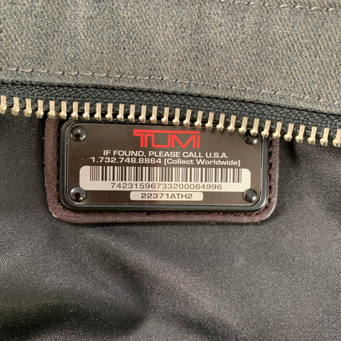 TUMI Grey Brown Canvas Messenger Bag