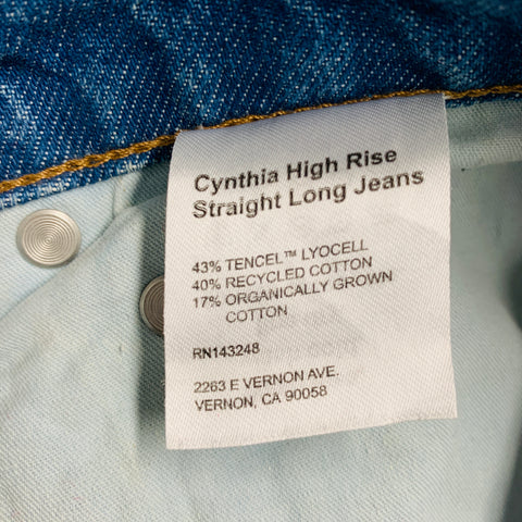 REFORMATION Jean taille haute en mélange de Lyocell bleu taille 27