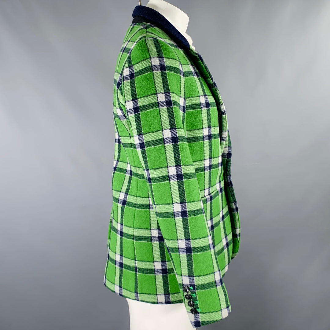 MARC by MARC JACOBS Size S Green Navy Plaid Wool Blend Sport Coat