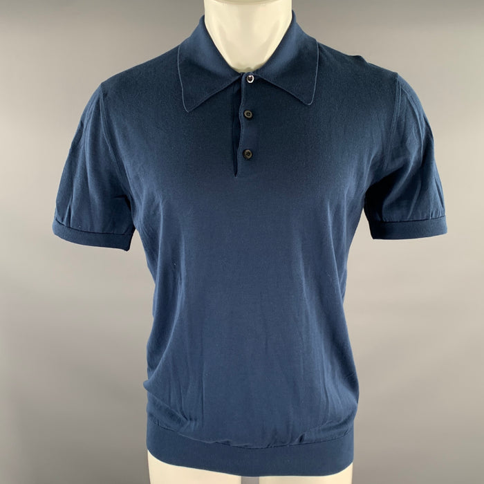 PRADA Size M Navy Rib Knit Polo