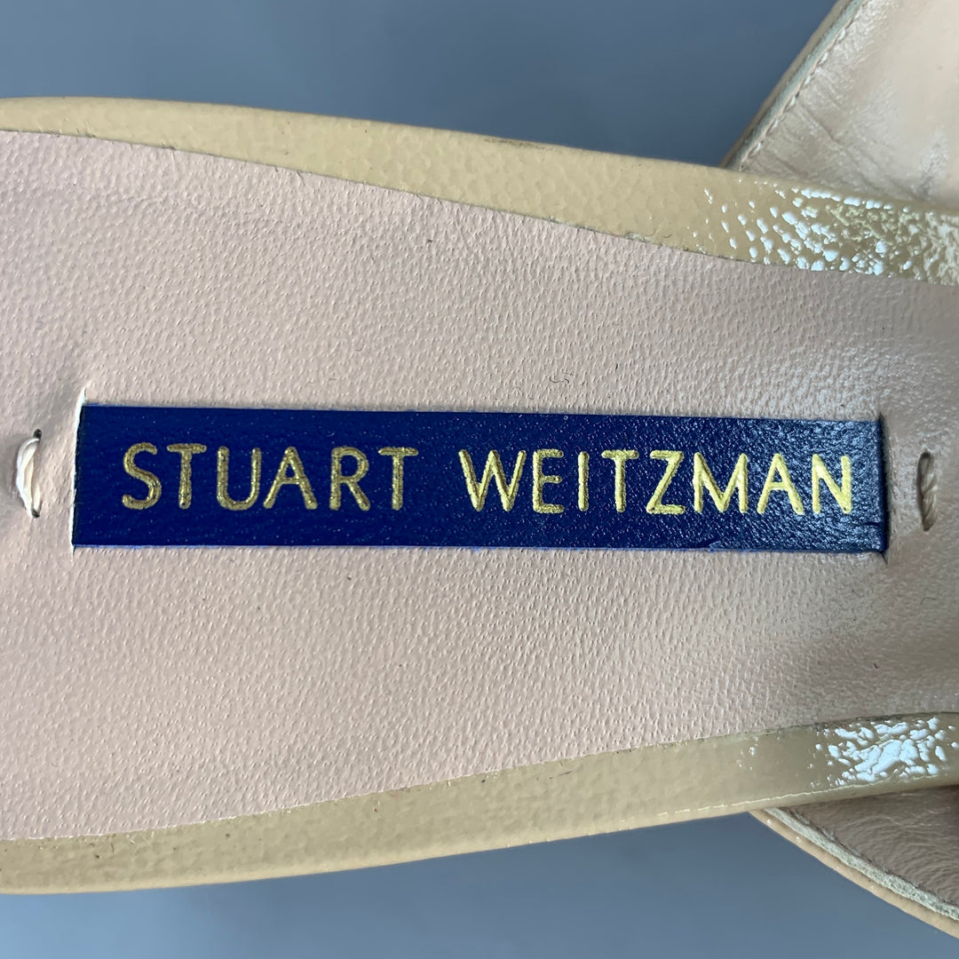 STUART WEITZMAN Size 7 Beige Textured Cork Platform Wedge Sandals