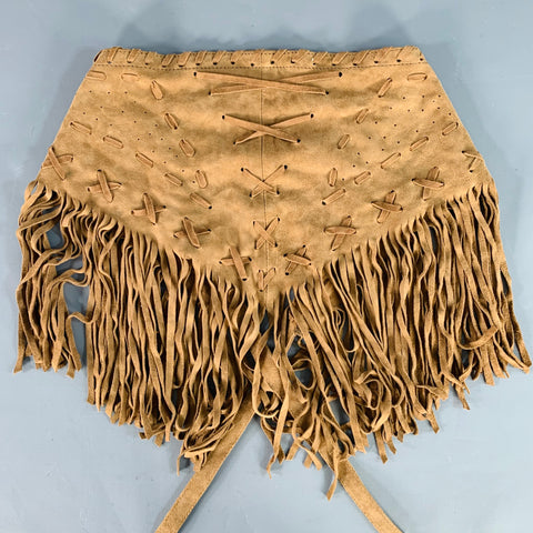 J RAANI Size M Scarf Camel Fringe Suede Tie Belt