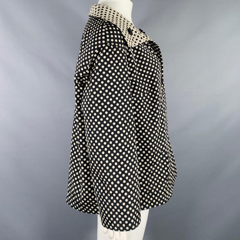 AKRIS Size 16 Black Ivory Polyester Polka Dot Reversible Jacket