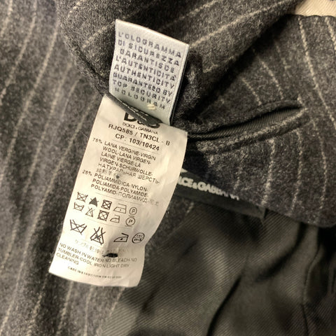 D&G by DOLCE & GABBANA Chest Size 38 Grey Dark Grey Pinstripe Sport Coat