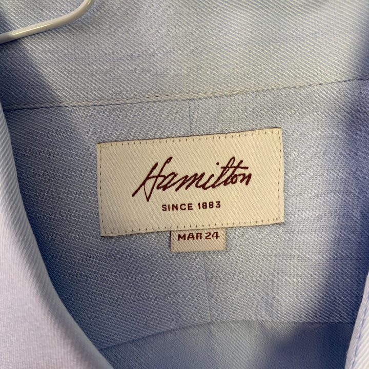 HAMILTON Size S Blue Light Blue Cotton Spread Collar Long Sleeve Shirt