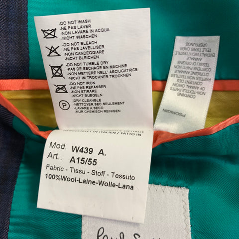 PAUL SMITH Size 42 Grey Navy Plaid Wool Notch Lapel Suit