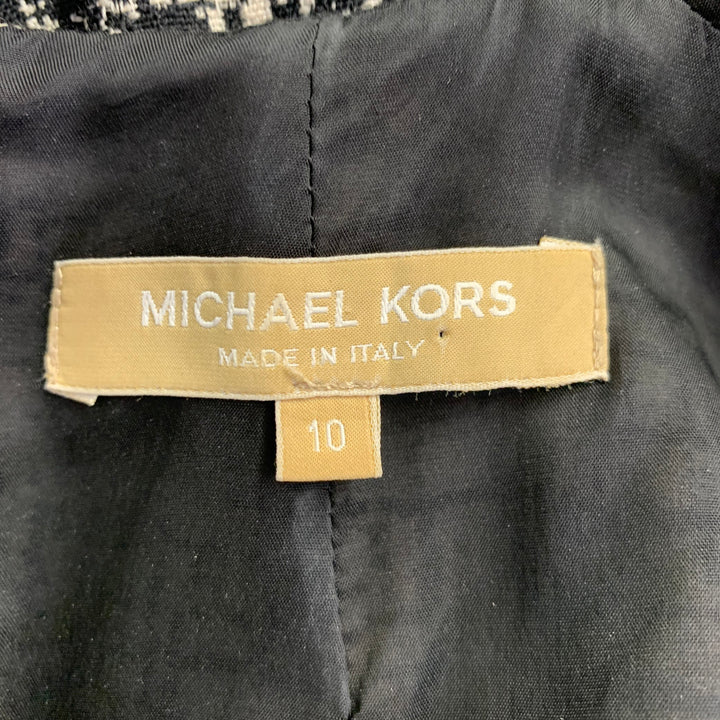 MICHAEL KORS COLLECTION Size 10 Black White Wool Tweed Shift Dress Jacket Set