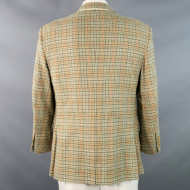 SOUTHWICK Size 42 Regular Beige Green Orange Glenplaid Wool Sport Coat