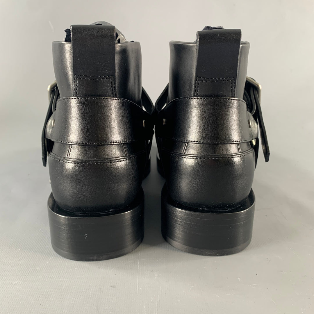 BURBERRY Size 7 Black Leather Pull On Boots