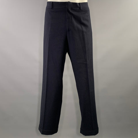 POLO Chest Size 44 Navy Light Grey Pinstripe Wool Notch Lapel 38 30 Suit