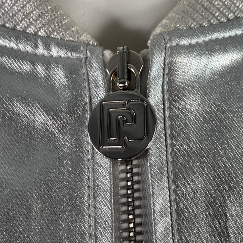 PACO RABANNE Size 38 Silver Shimmer Viscose Bomber Jacket