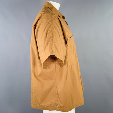 STUDIO NICHOLSON Size XL Eurus Tan Cotton Two Pockets Short Sleeve Shirt