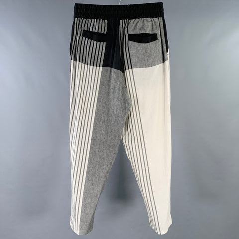 YANTOR Size M White Grey Black Color Block Drop Crotch Casual Pants