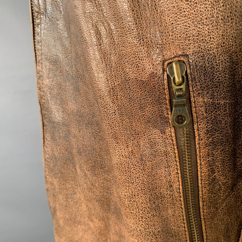 COMPAGNIA DELLE PELLI Size M Brown Leather Zip Up Racer Jacket