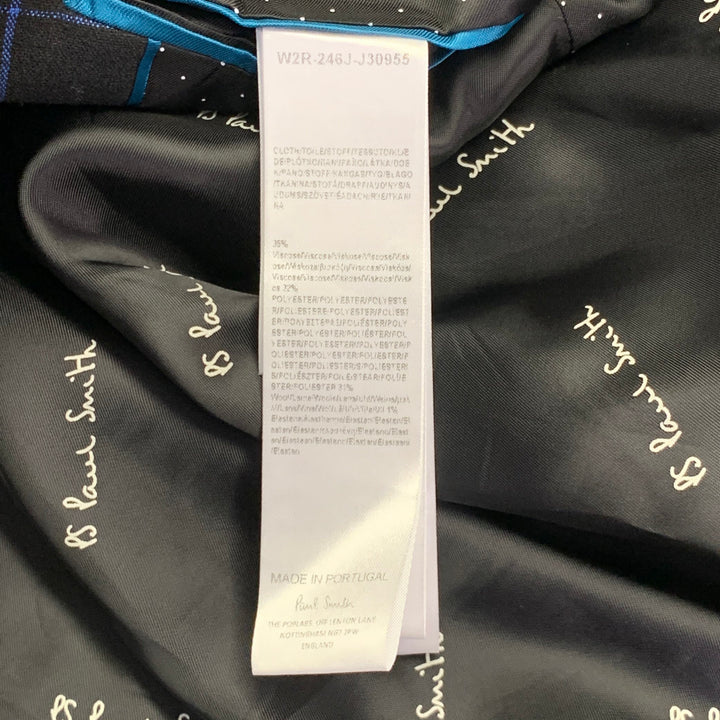 PAUL SMITH Size M Black Blue Orange Window Pane Double Breasted Jacket Blazer