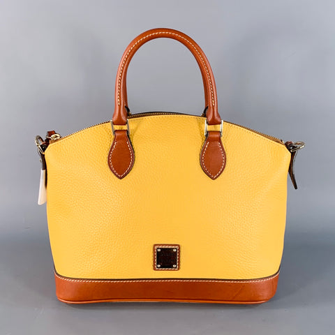 DOONEY BOURKE Brown Mustard Pebble Grain Leather Handbag