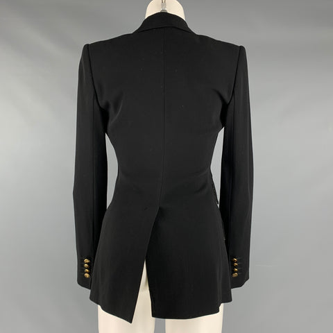 DOLCE &amp; GABBANA Taille 2 Blazer à simple boutonnage en laine noire mélangée