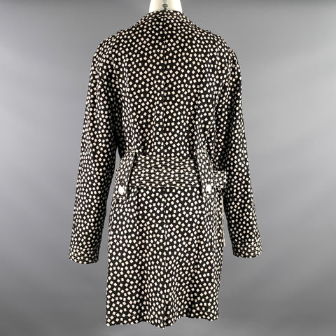 ARMANI COLLEZIONI Size M Black White Cotton Blend Squares Trench Coat