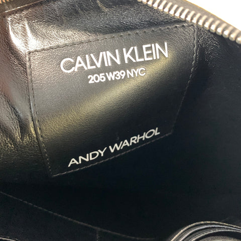 CALVIN KLEIN SS2018 Black White American Flag Leather Pouch Bag