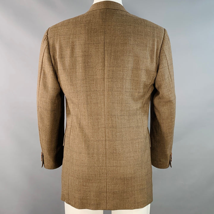 CANALI Size 40 Brown Blue Window Pane Wool Single Breasted Sport Coat