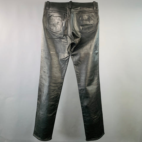 MR. S LEATHER Size 33 Black Leather Jean Cut Straight Casual Pants