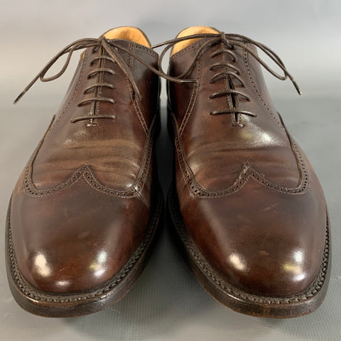 GRAVATI Size 9.5 Brown Wingtip Leather Oxford Lace Up Shoes