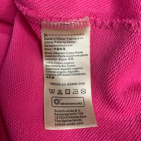 SCOTCH AND SODA Size XL Pink Multi Color Patch Cotton Hoodie Sweatshirt